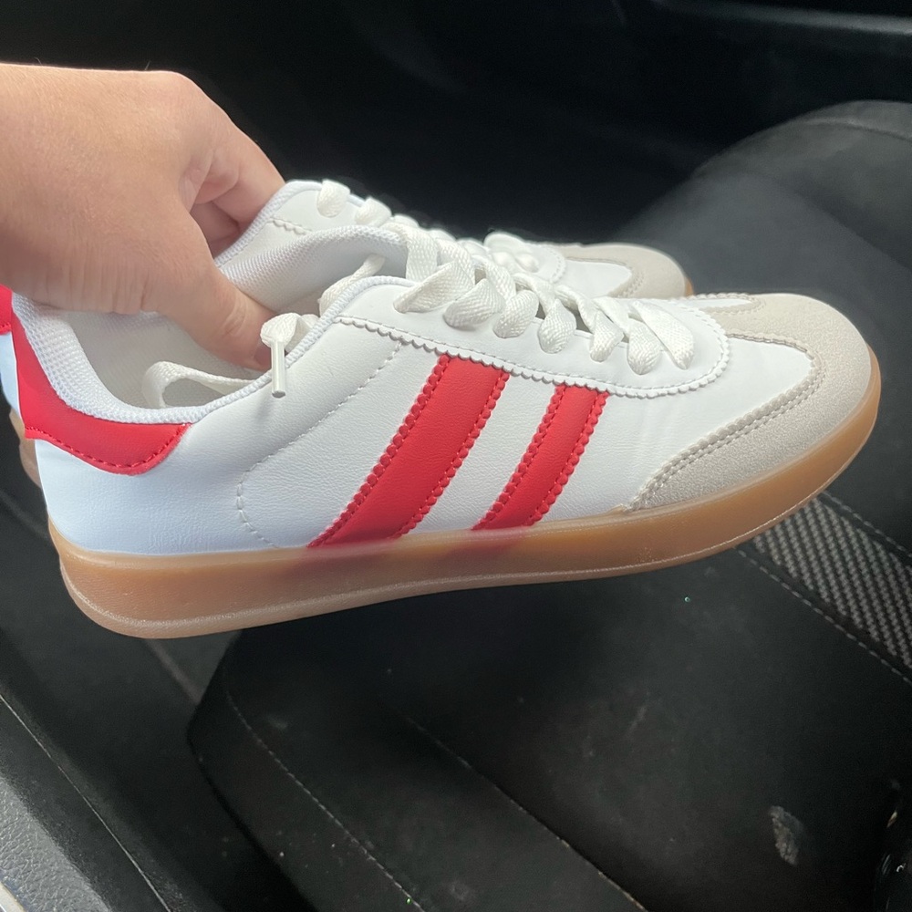 Red and White Athletic Shoes from boutique brand new